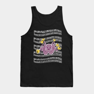 Octopus Ringing Handbells With Music Sheet Cartoon Tank Top